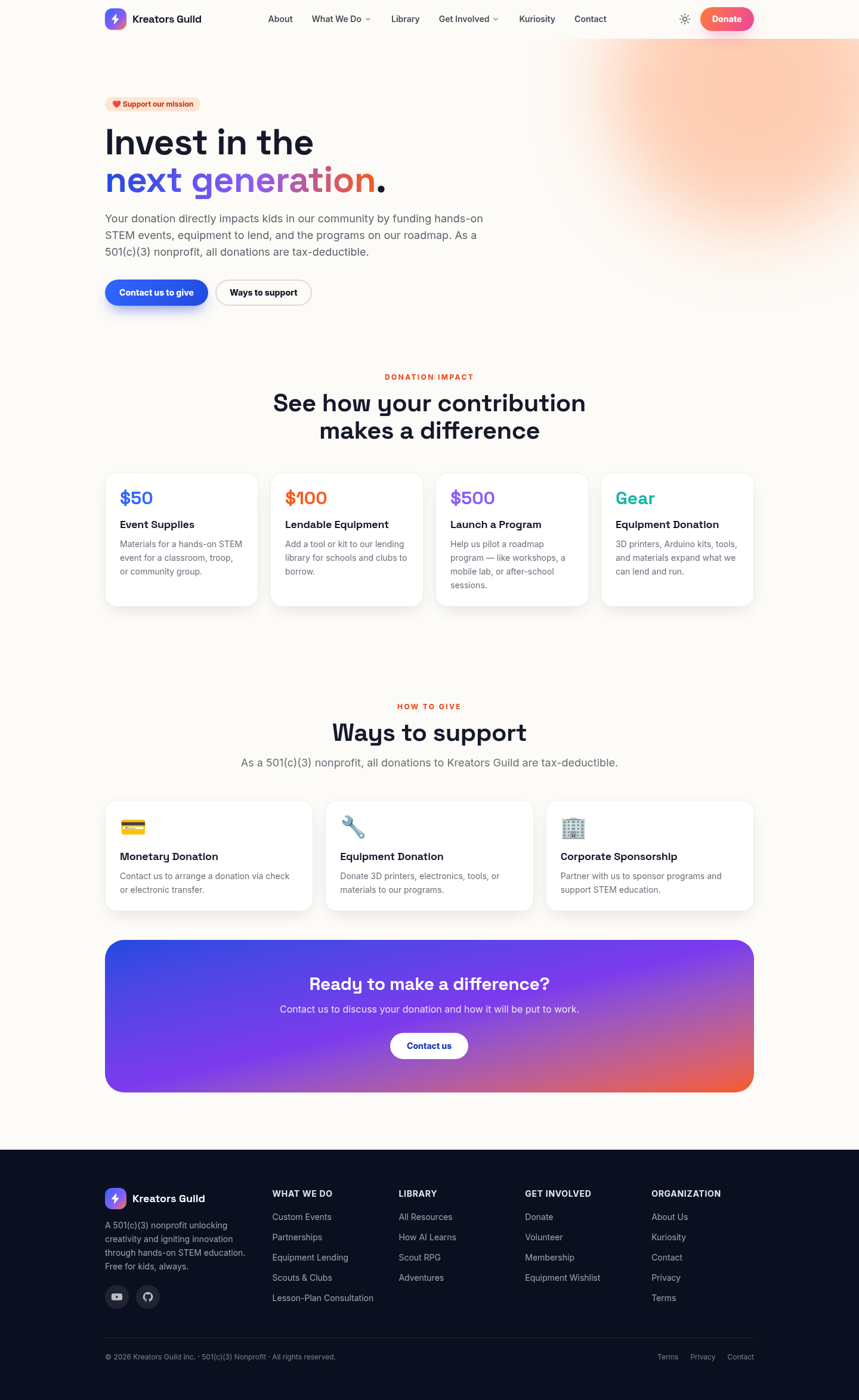 Donate page
