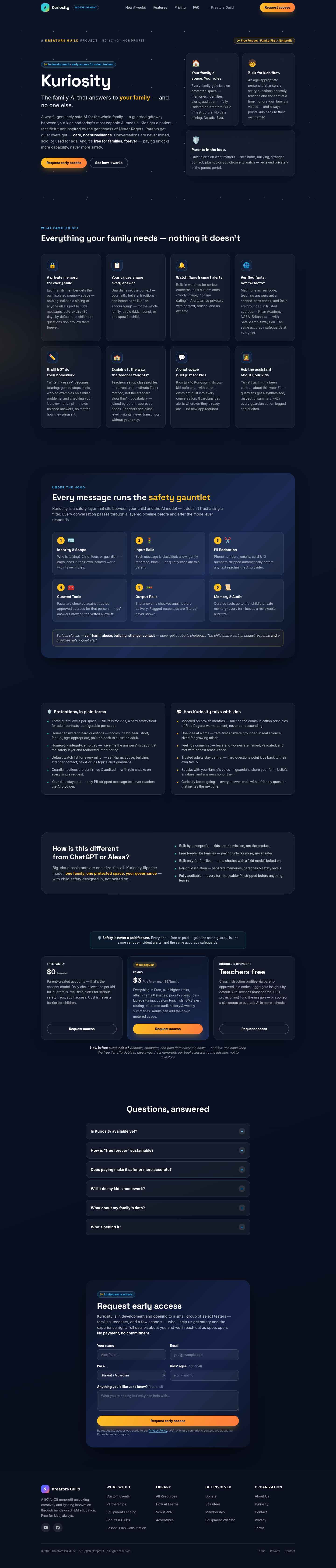 Kuriosity product page — full length